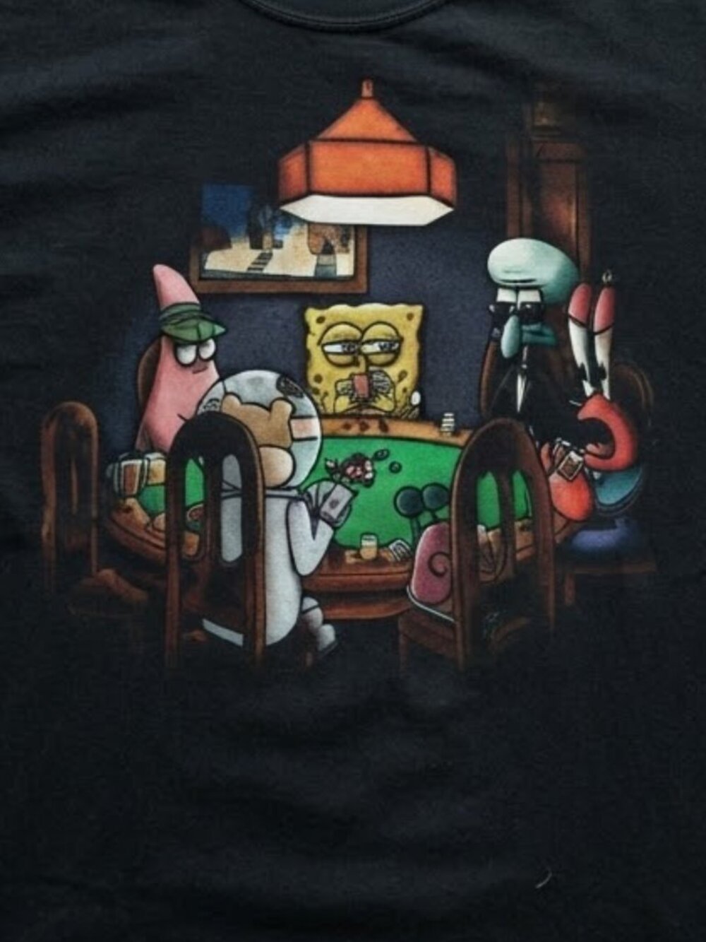 Funny SpongeBob Poker Game Meme Cartoon Graphic Unisex T-Shirt - Picture 2 of 2